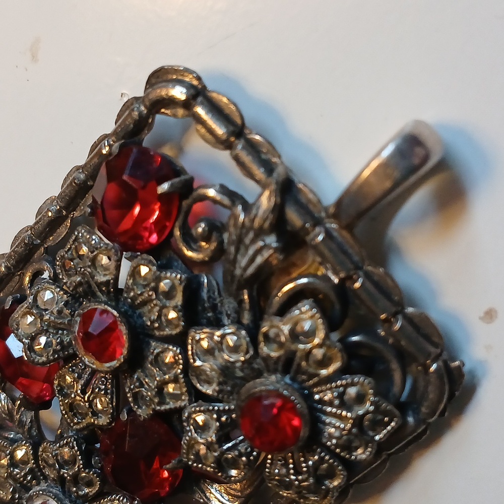 Statement Pendent Silvertone.Stone 3 Inches Ht X … - image 8